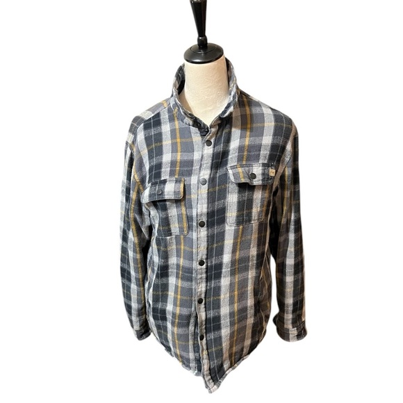 RIP CURL MEN'S  CHECKERED JACKET BUTTON UP BLACK/GRAY- Size L - Picture 1 of 4